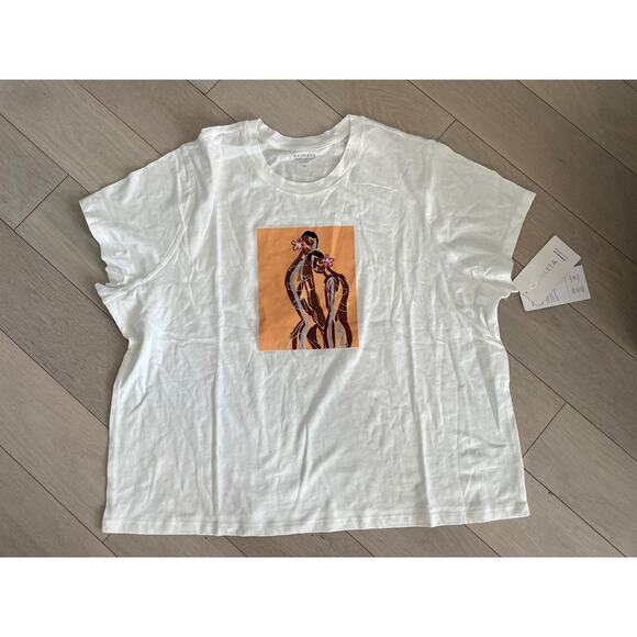 Athleta Daily Relaxed Artist Graphic White Tee Size 2X NWT - Picture 2 of 6